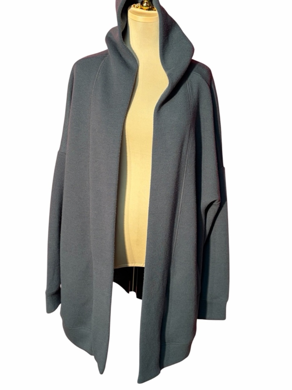 Mono B Hooded Open Front Cardigan Green 2X Oversized Cozy Layer